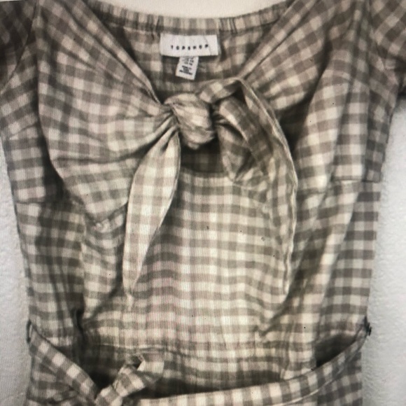 Topshop Gingham Bardot Playsuit Women’s Size 6 - Picture 3 of 6